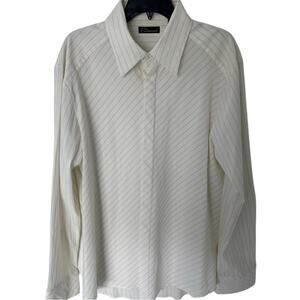 7 Diamonds Dress Shirt Men’s XXL Ivory Business  Hidden Button Up Stretch